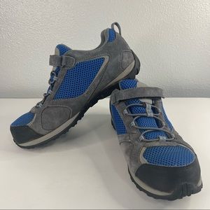 Columbia Waterproof Techlite Hiking Shoes Sneakers Gray W/ Blue Mesh Youth 7
